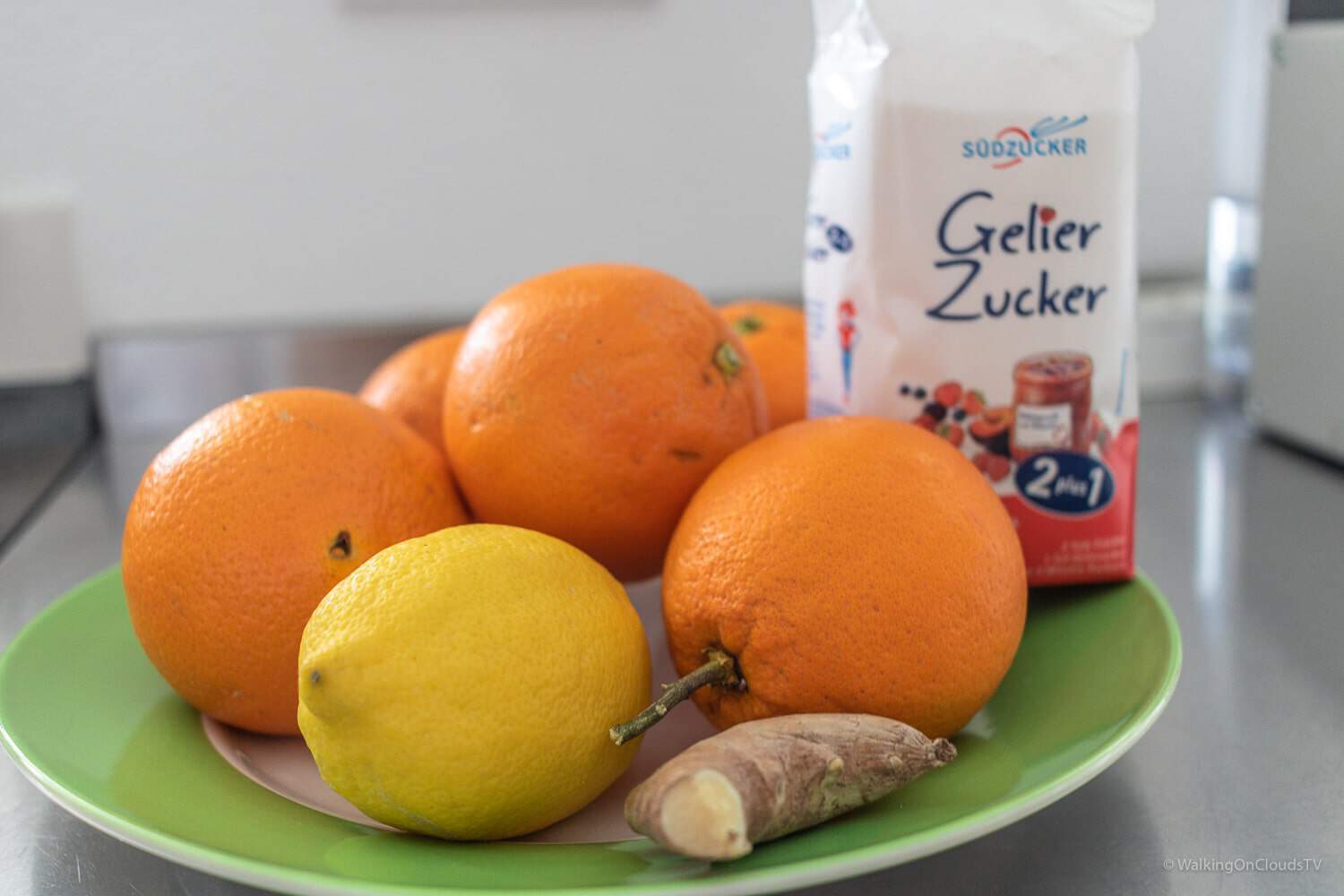 Orangenmarmelade mit Ingwer - schnell und einfach selber gemacht, wenige Zutaten wie Orangen, Zitrone, Gelierzucker